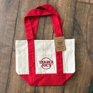 Trader Joe's Red and White mini Canvas Tote Bag